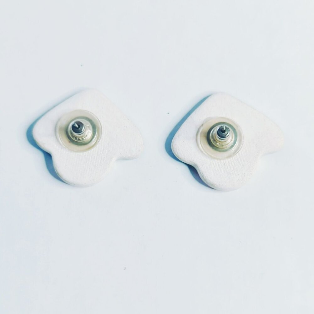 Vintage Ceramic Black White Cow Face Stud Earrings Novelty - Picture 4 of 4